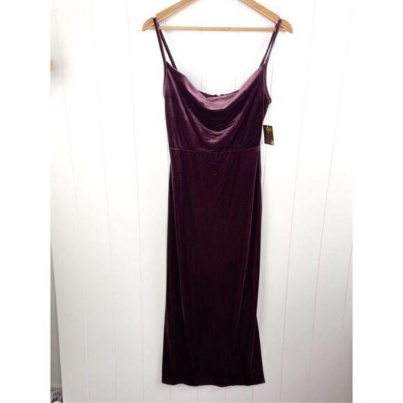 NWT Taylor Women's Velvet Cowl Sleeveless Strappy Solid‎ Midi Sheath Dress 4 - Picture 3 of 14